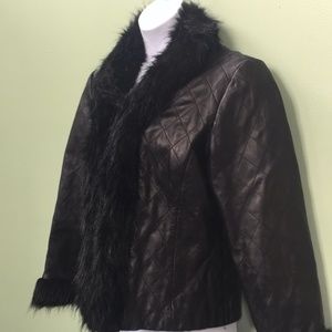 Venus Williams/Wilson Leather Jacket W/ Faux Fur